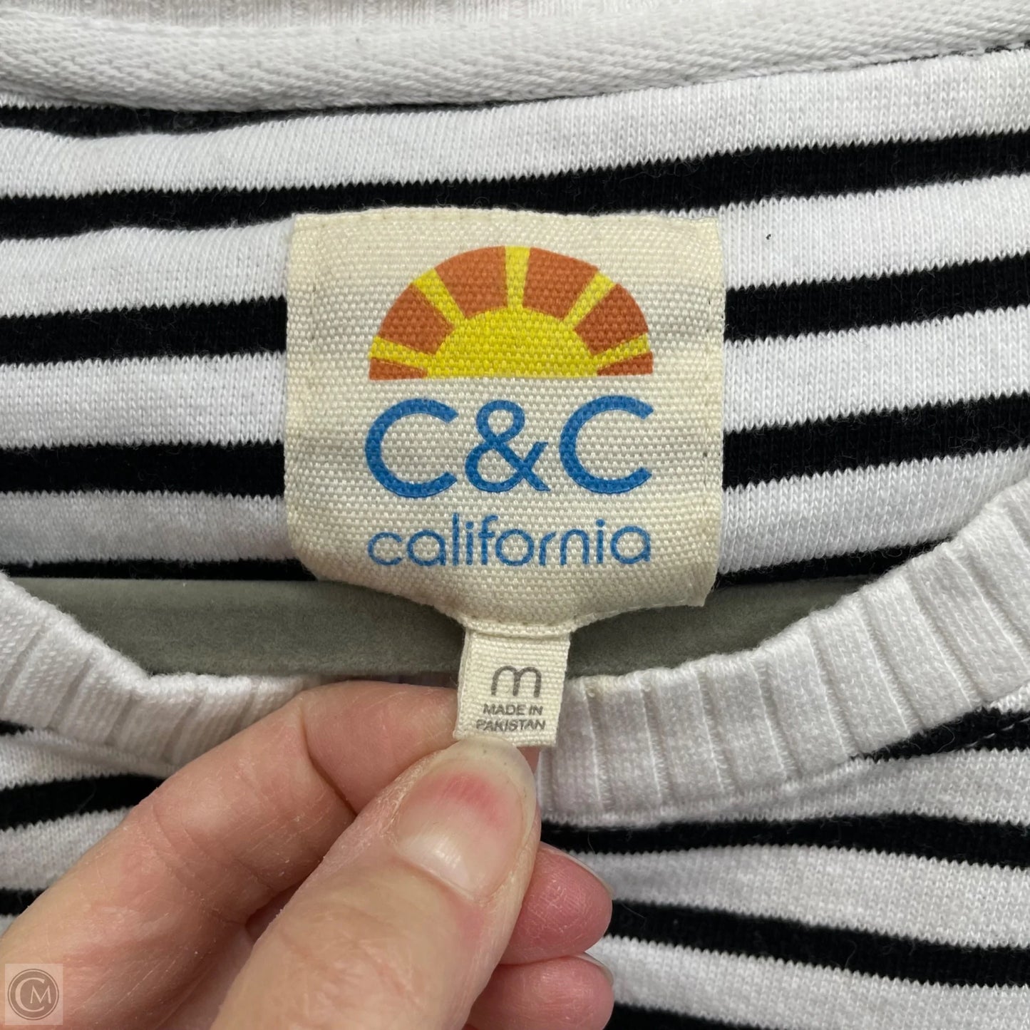 Sweatshirt Crewneck By C And C In Black & White, Size: M