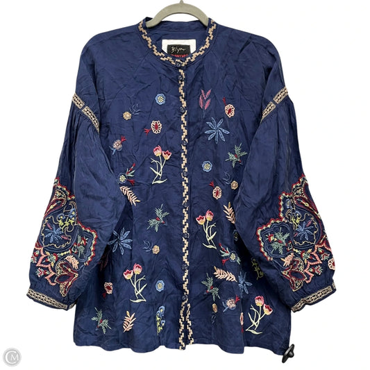 Top Long Sleeve By Johnny Was In Blue, Size: S