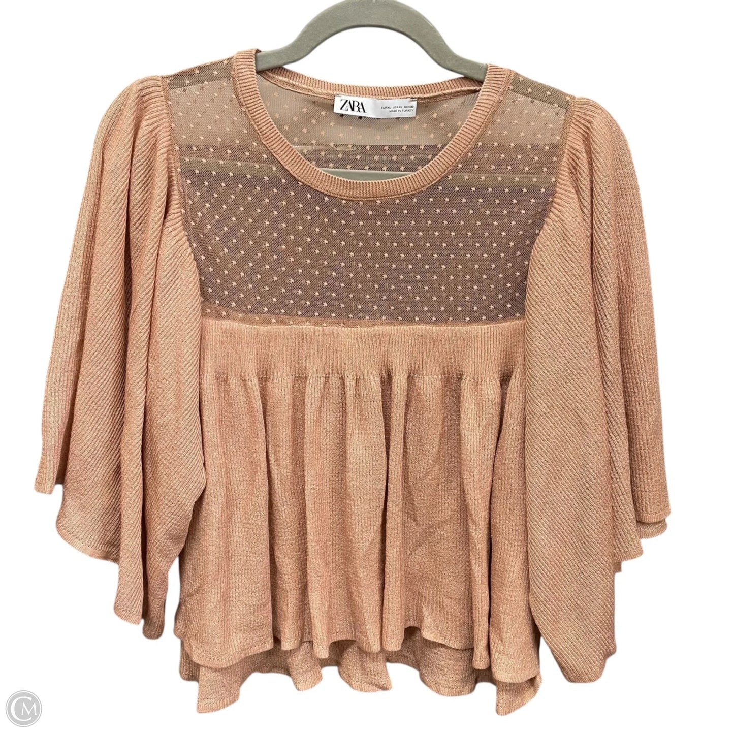 Top Short Sleeve By Zara In Beige, Size: Xl