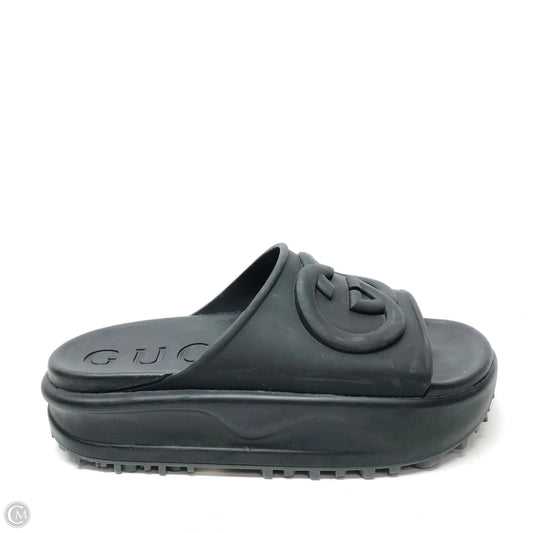 Sandals Luxury Designer By Gucci In Black, Size: 8