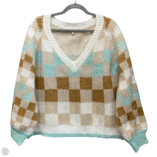 Sweater By Baevely In Blue & Cream, Size: M