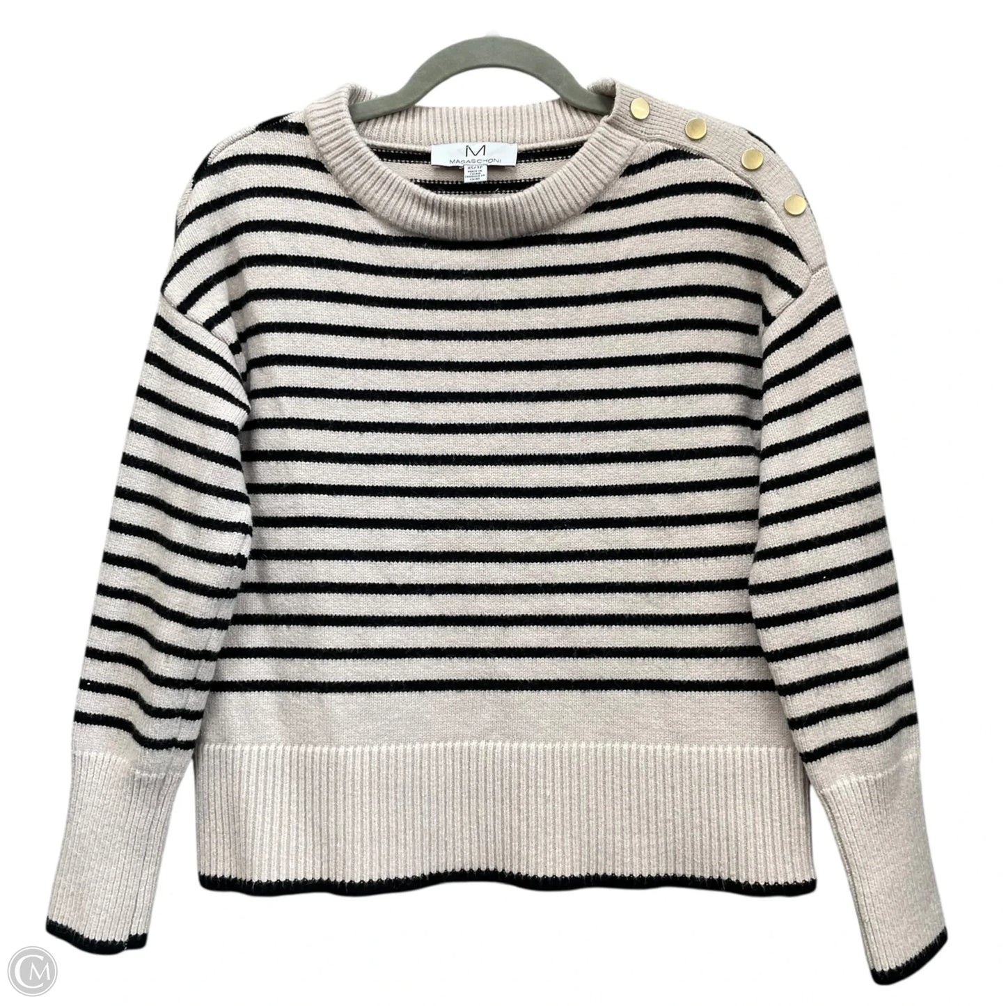 Sweater By Magaschoni In Black & Cream, Size: Xs