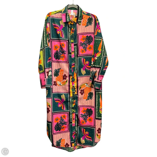 Dress Casual Midi By Live 4 Truth In Green & Pink, Size: M