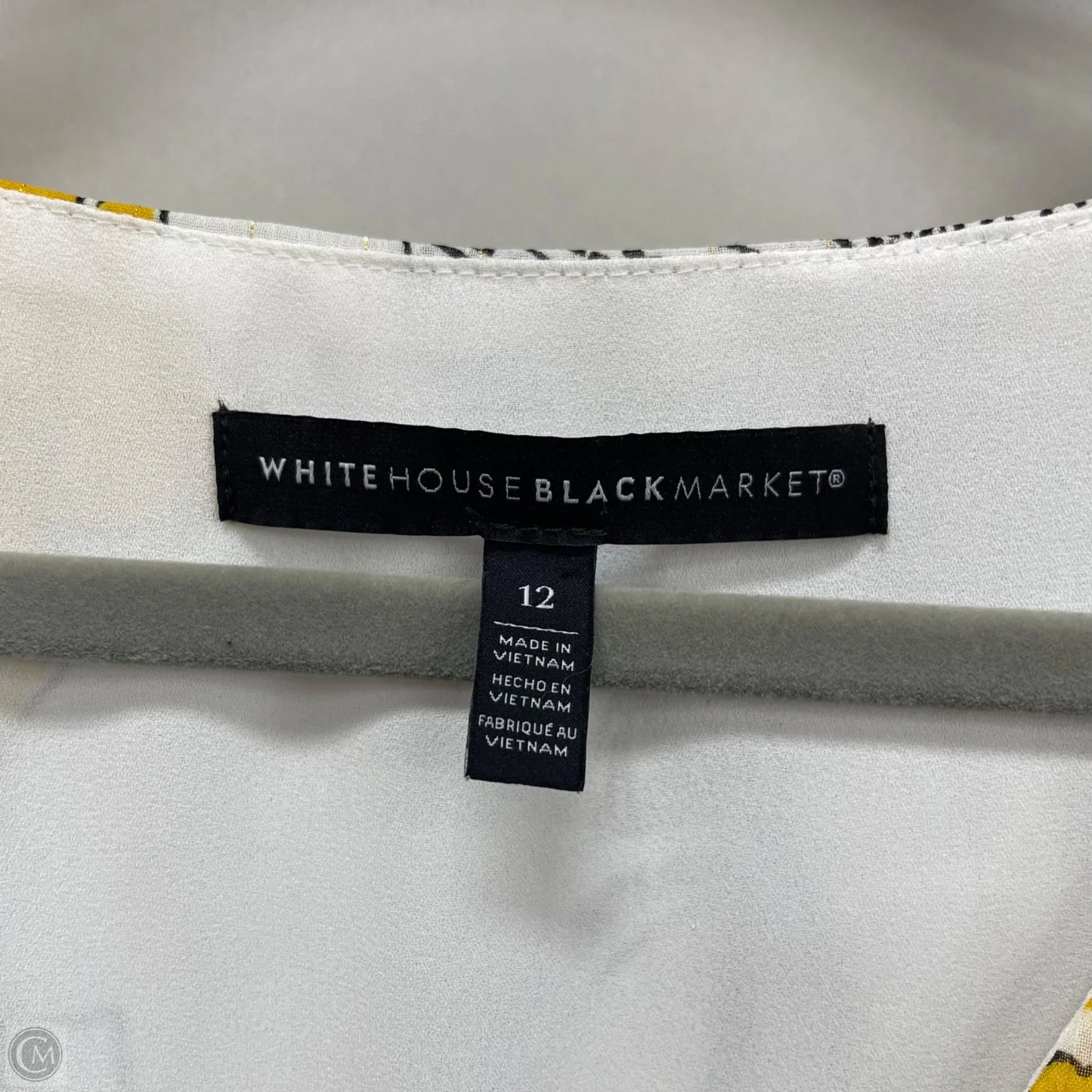 Blouse Long Sleeve By White House Black Market In White & Yellow, Size: 12