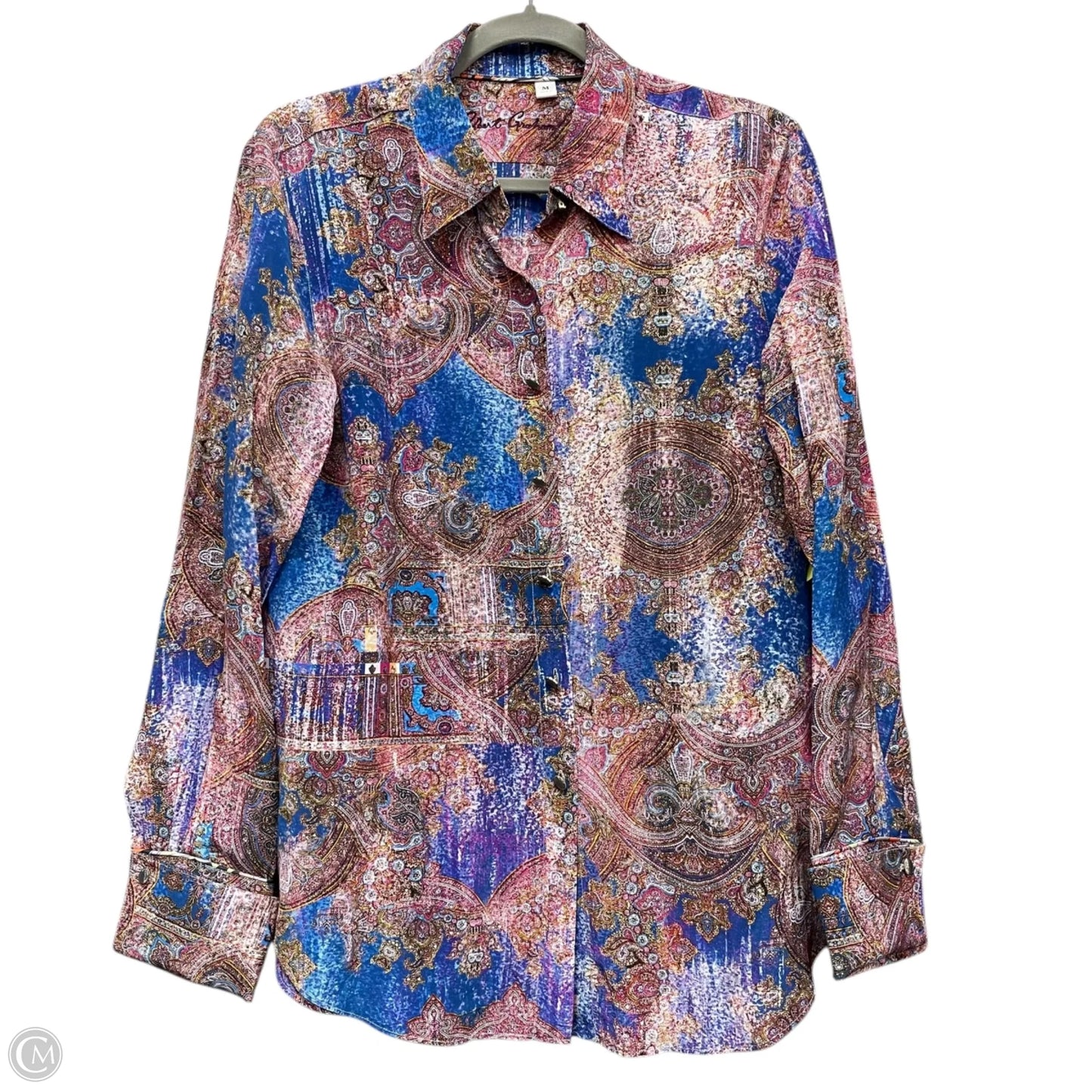 Blouse Long Sleeve By Cmb In Blue & Purple, Size: M