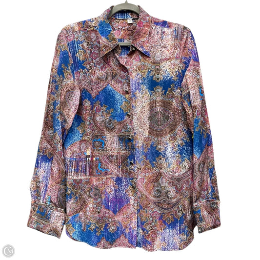 Blouse Long Sleeve By Cmb In Blue & Purple, Size: M