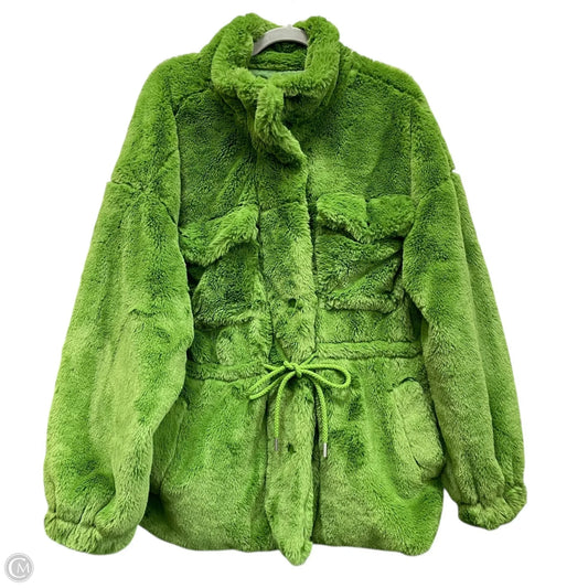 Jacket Faux Fur & Sherpa By Scoop In Green, Size: L