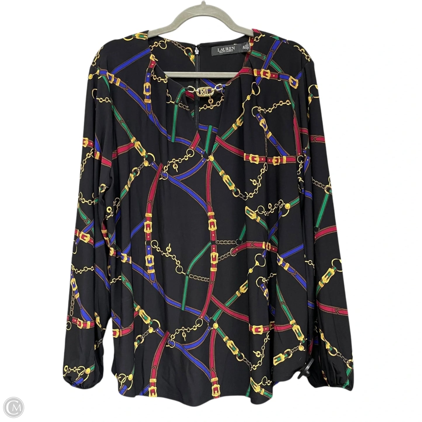 Top Long Sleeve By Lauren By Ralph Lauren In Black & Gold, Size: 2x