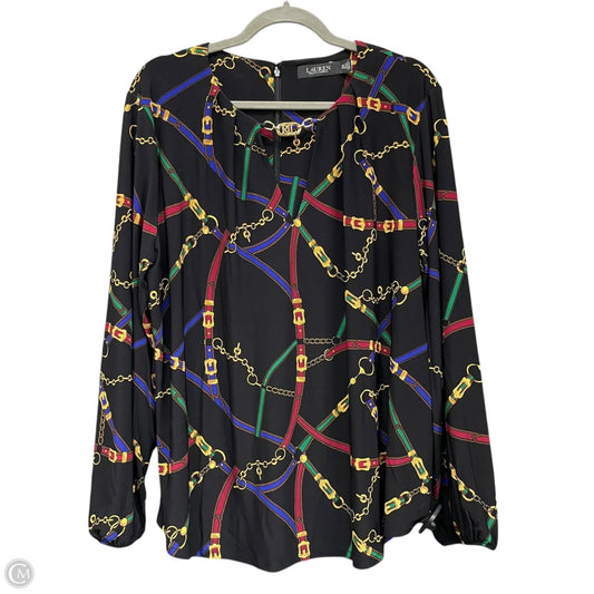 Top Long Sleeve By Lauren By Ralph Lauren In Black & Gold, Size: 2x
