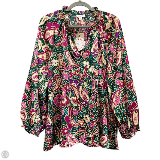 Top Long Sleeve By Umgee In Green & Pink, Size: L