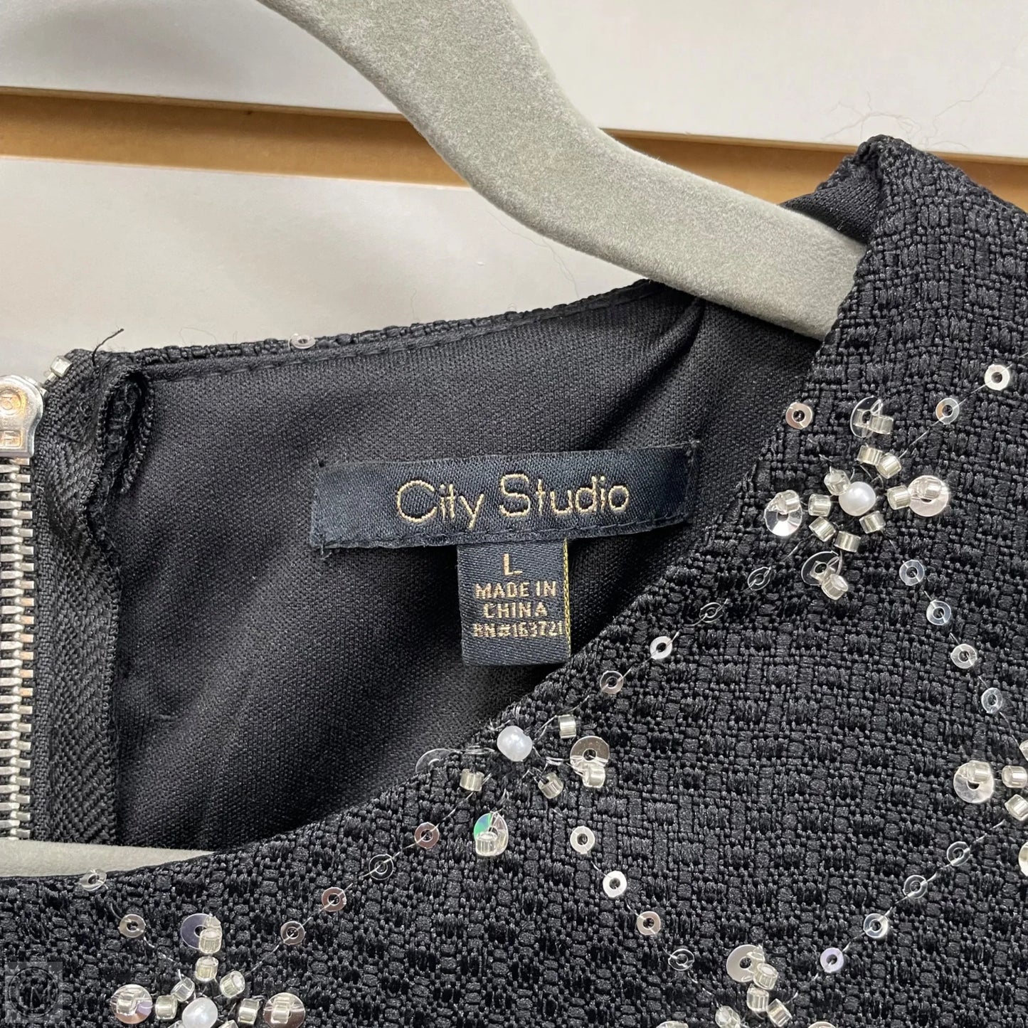 Dress Casual Short By City Studio In Black & Silver, Size: L