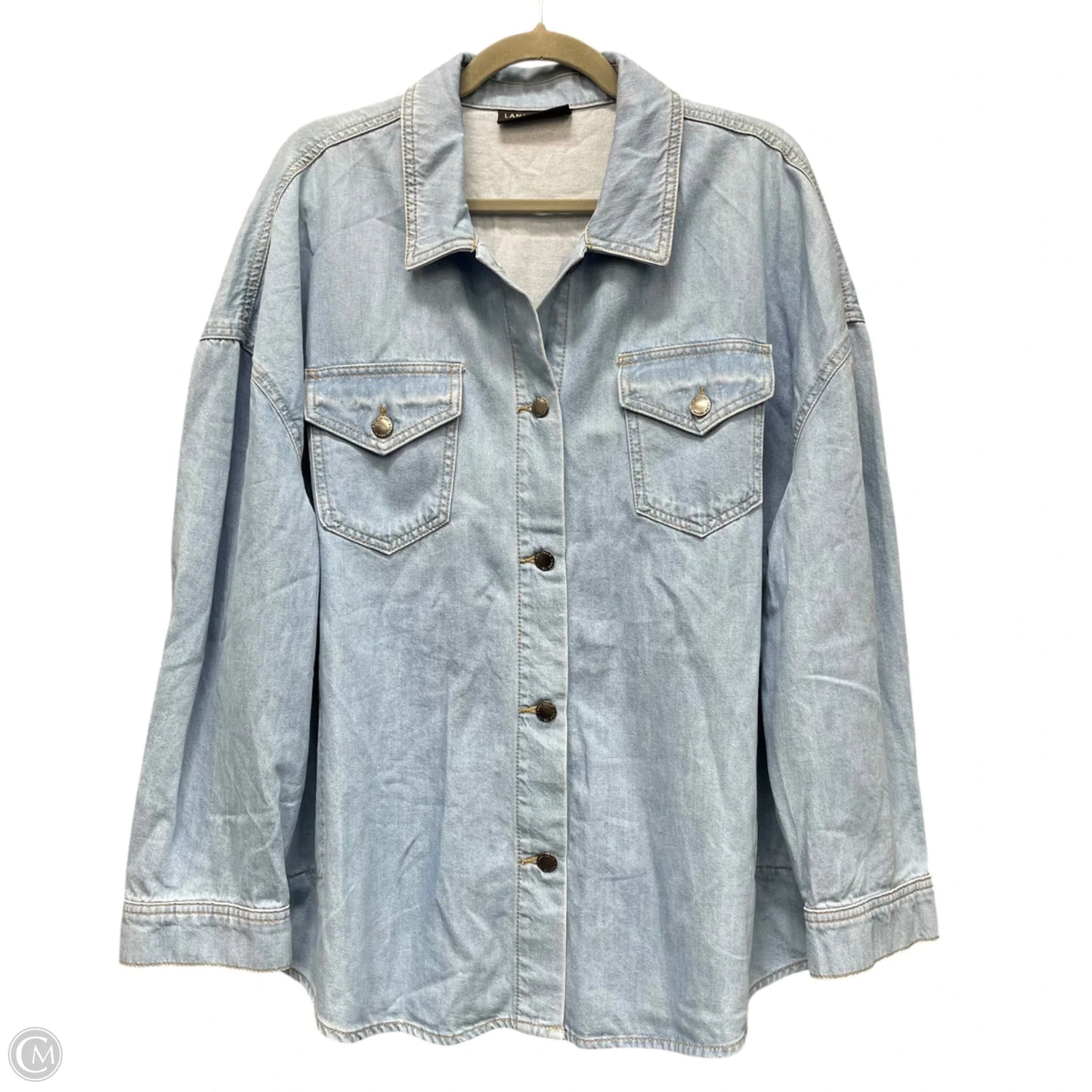 Jacket Shirt By Lane Bryant In Blue Denim, Size: 16