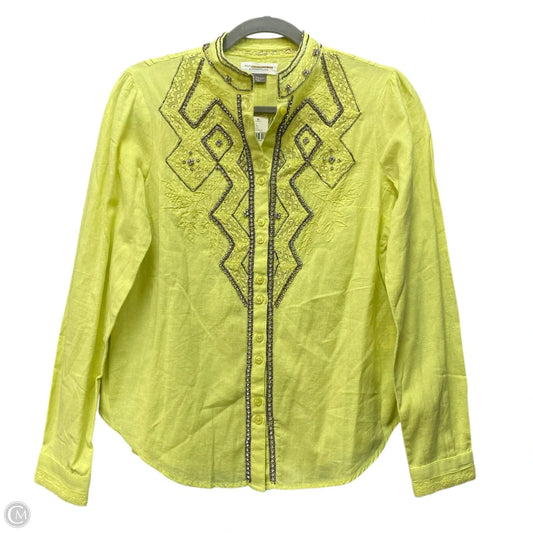 Blouse Long Sleeve By Pilcro In Chartreuse, Size: Xs