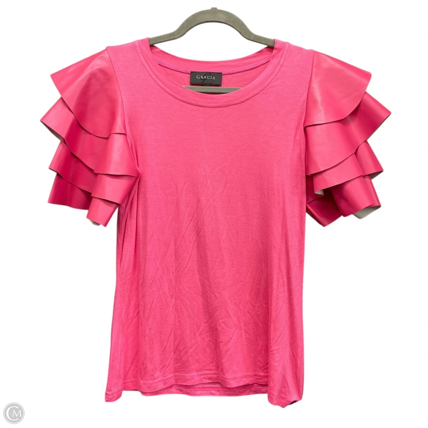 Top Short Sleeve By Gracia In Pink, Size: M