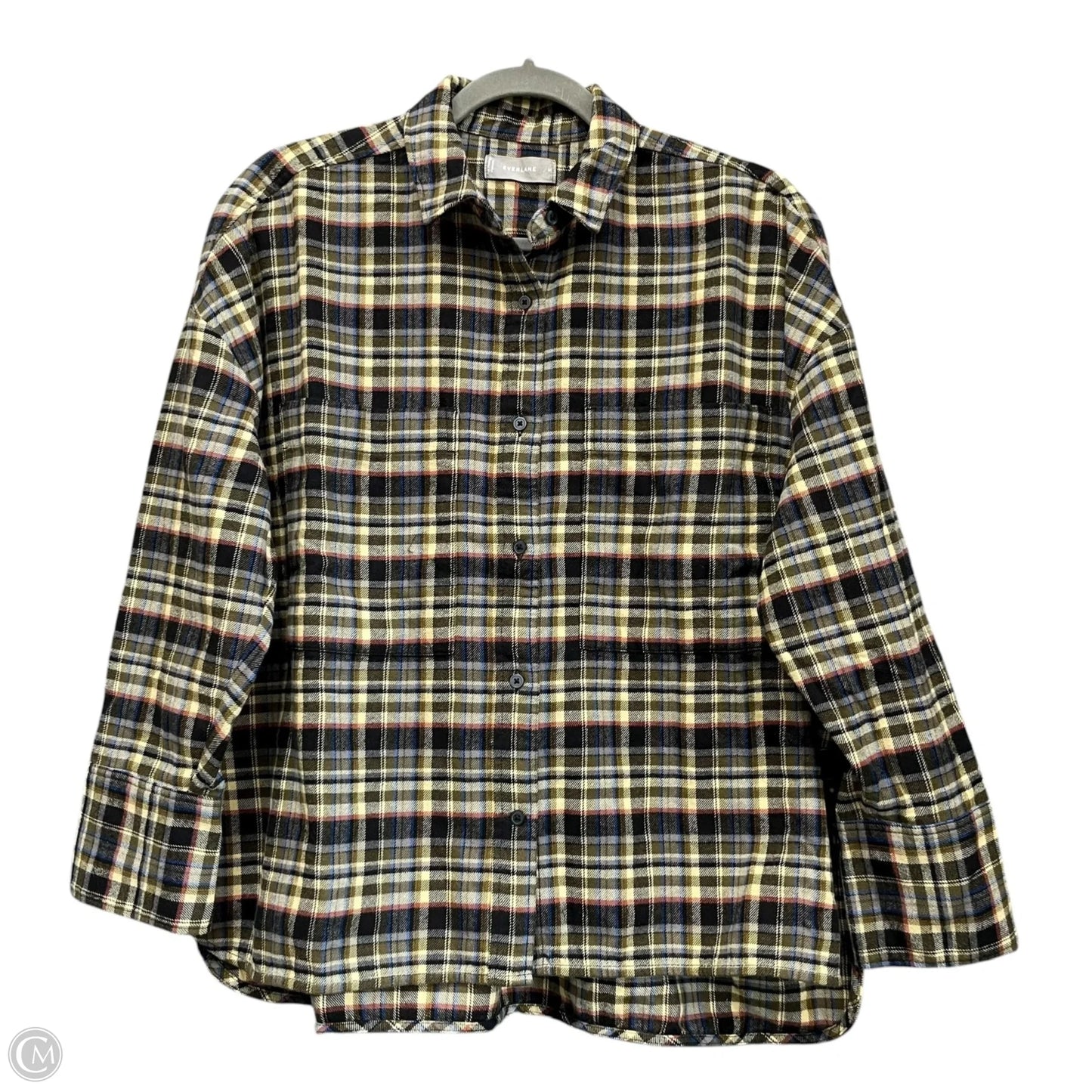 Top Long Sleeve By Everlane In Black & Green, Size: M