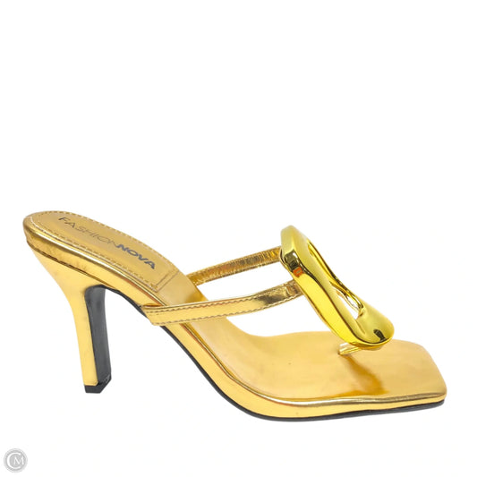 Sandals Heels Stiletto By Fashion Nova In Gold, Size: 7