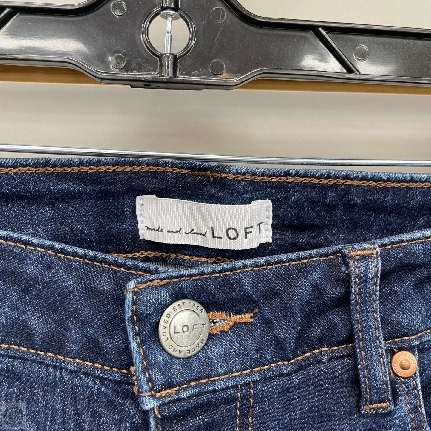 Jeans Straight By Loft In Blue Denim, Size: 8