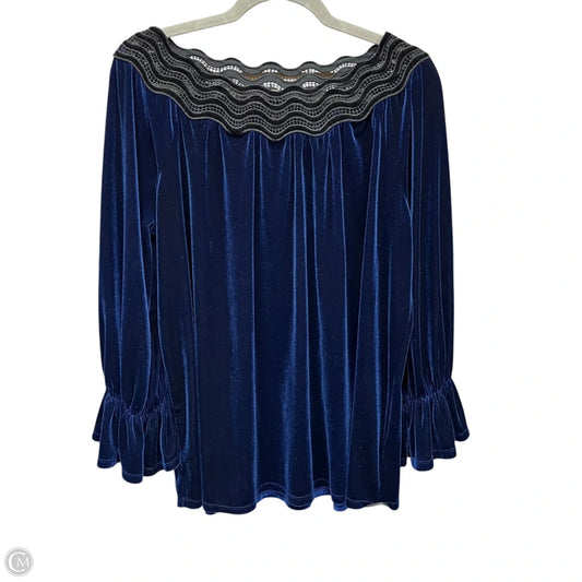 Top 3/4 Sleeve By Rafaella In Blue, Size: L
