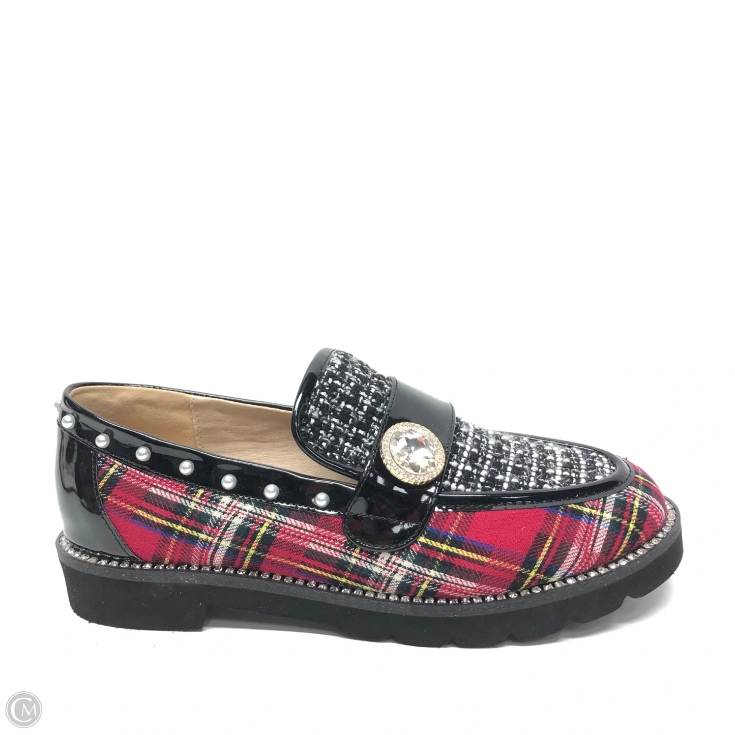 Shoes Flats By Clothes Mentor In Black & Red, Size: 7.5