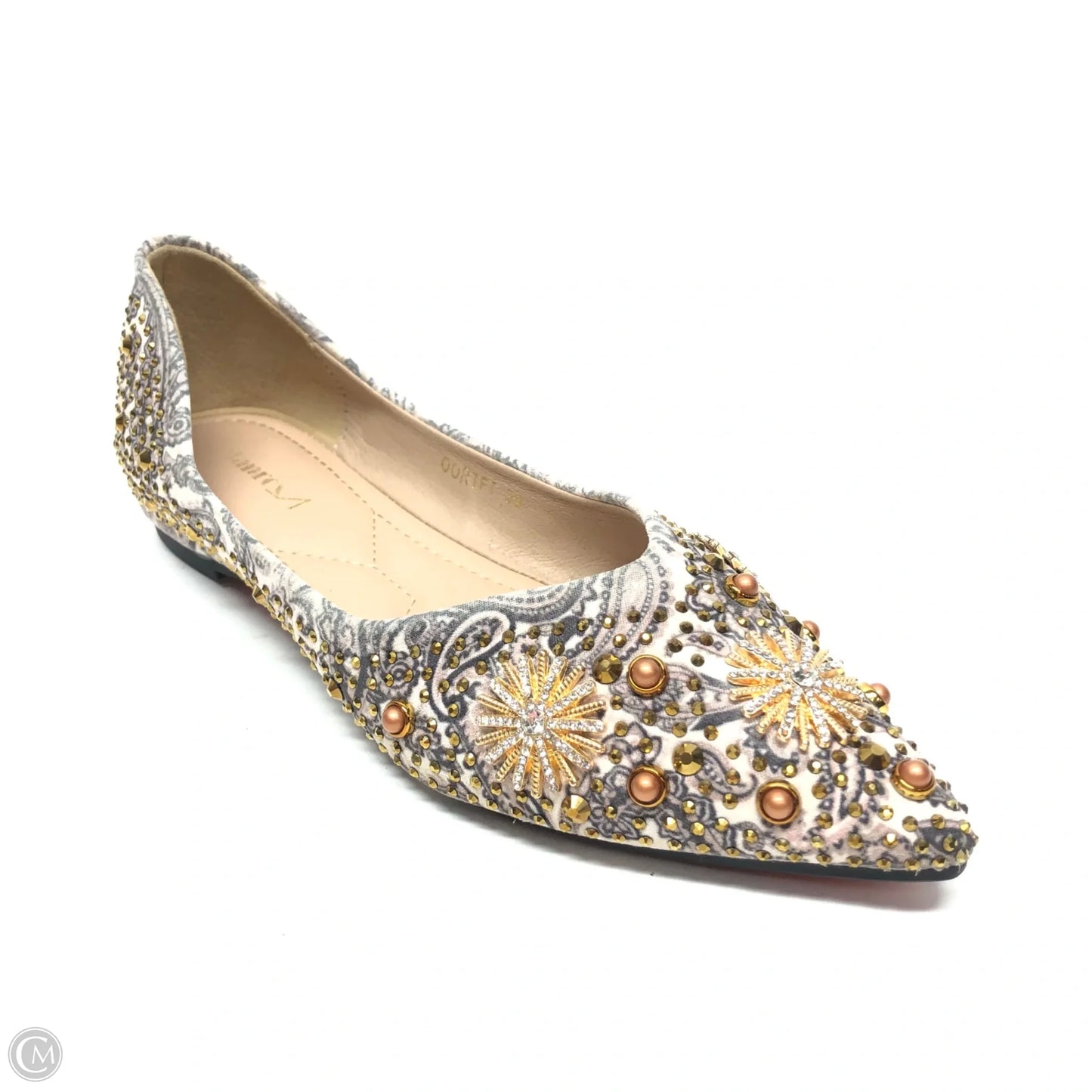 Shoes Flats By Clothes Mentor In Gold & Grey, Size: 7.5