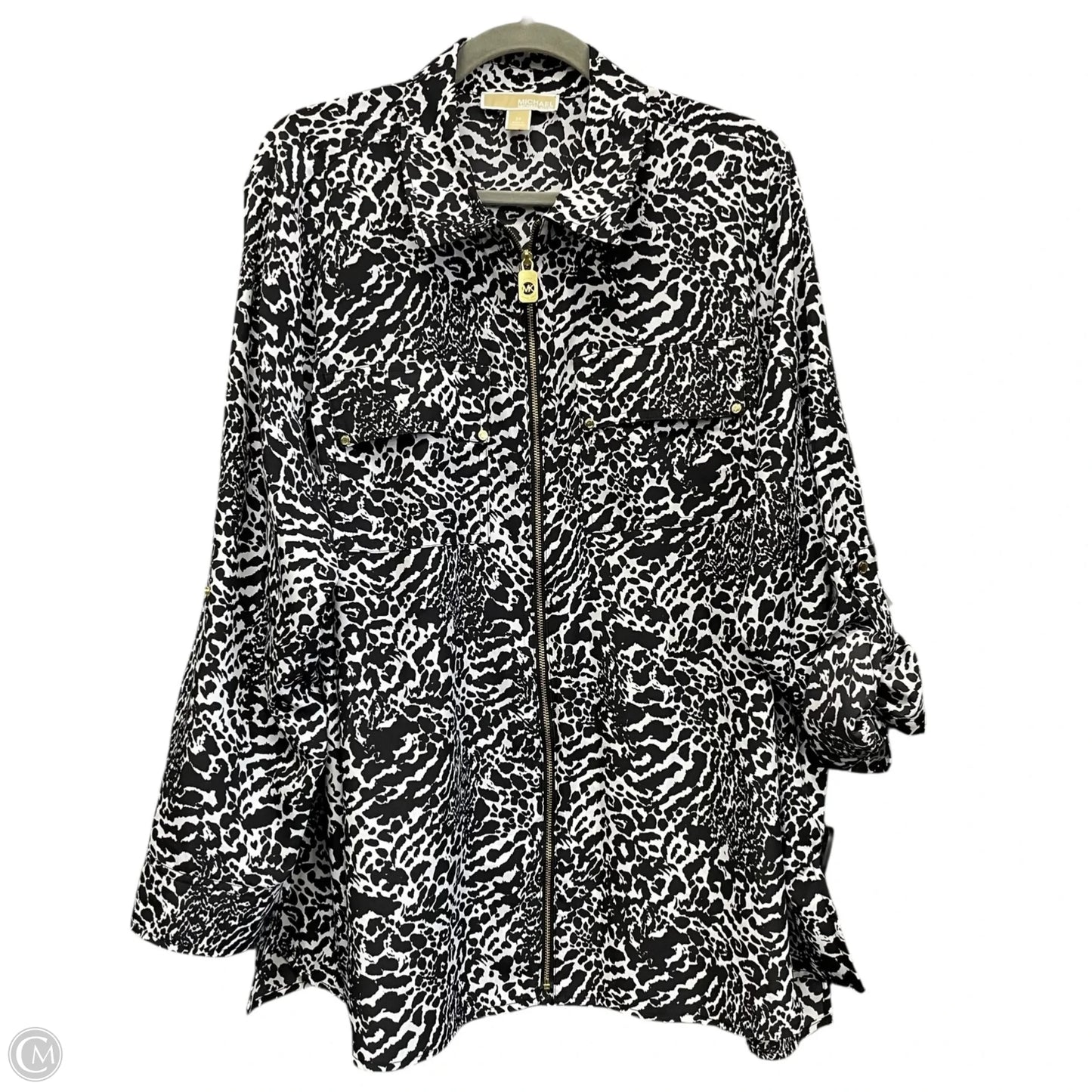 Top Long Sleeve By Michael By Michael Kors In Black & White, Size: 2x