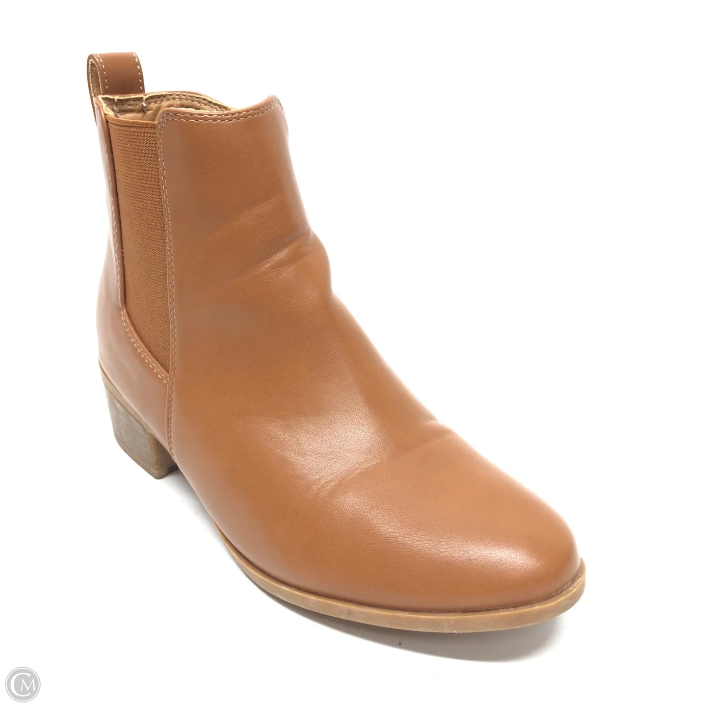 Boots Ankle Heels By Top Moda In Brown, Size: 5