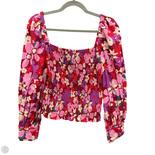 Top Long Sleeve By Free People In Purple & Red, Size: L
