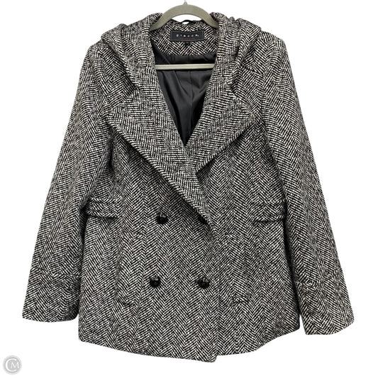 Coat Peacoat By Clothes Mentor In Black & White, Size: L