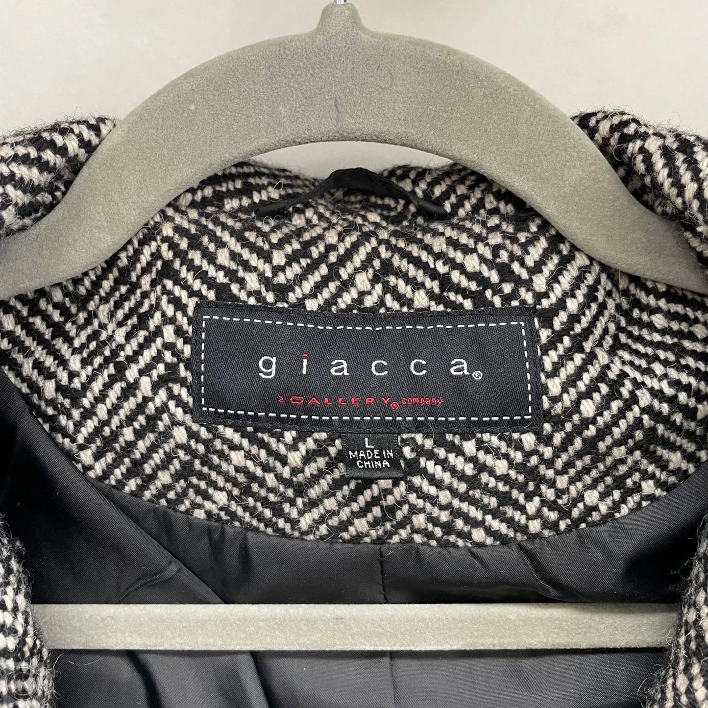 Coat Peacoat By Clothes Mentor In Black & White, Size: L