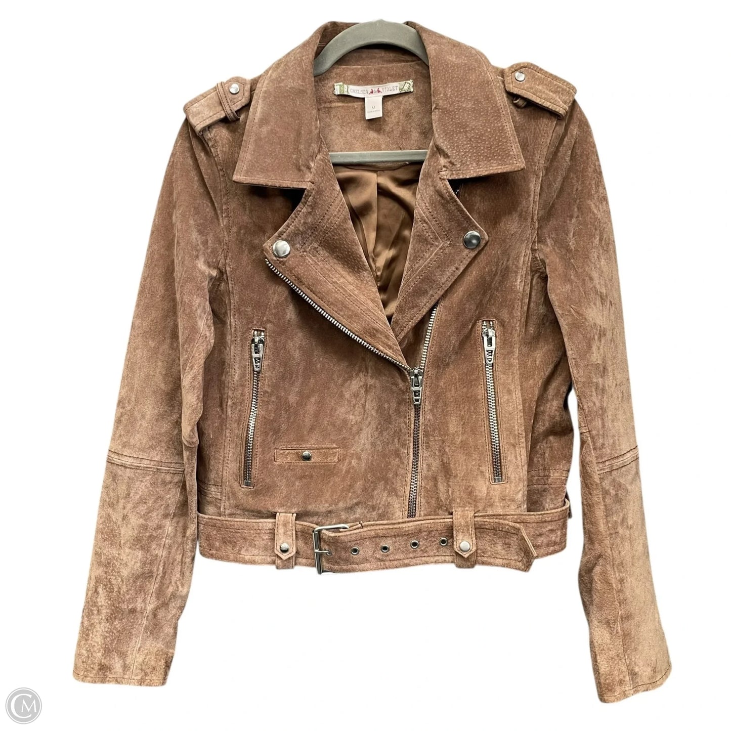 Jacket Moto Leather By Chelsea And Violet In Brown, Size: M