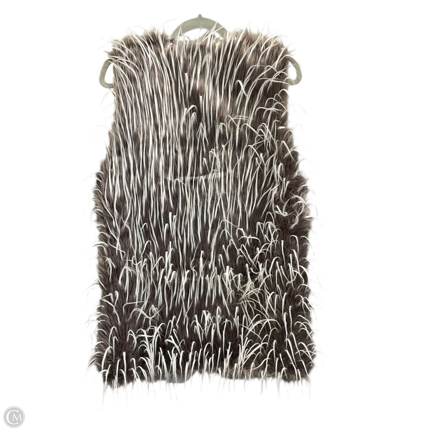Vest Faux Fur & Sherpa By Clothes Mentor In Grey & White, Size: M