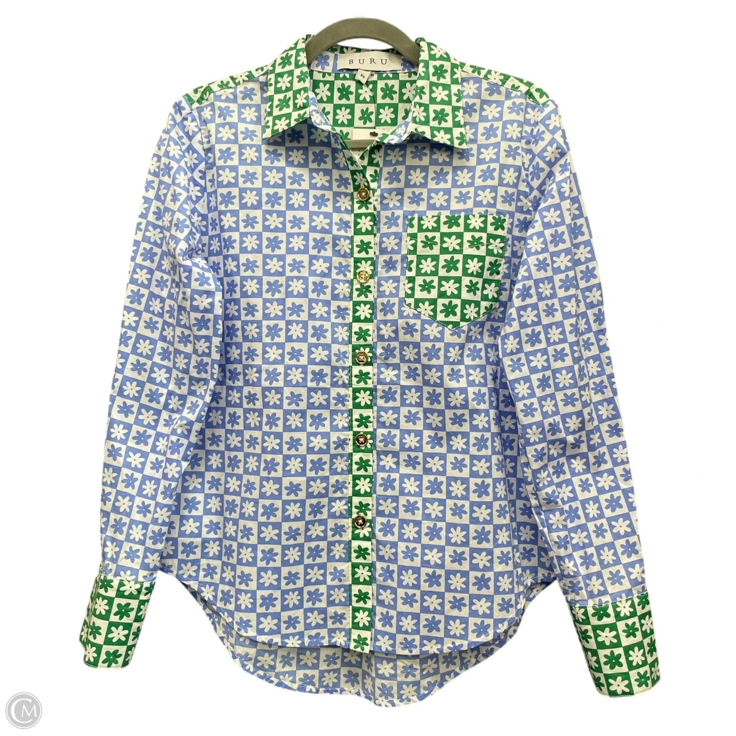 Top Long Sleeve By Cmb In Blue & Green, Size: Xs