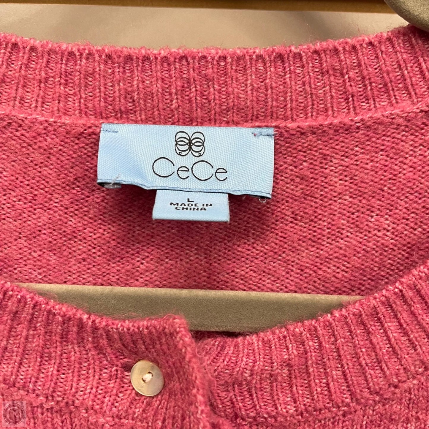 Sweater Cardigan By Cece In Pink, Size: L