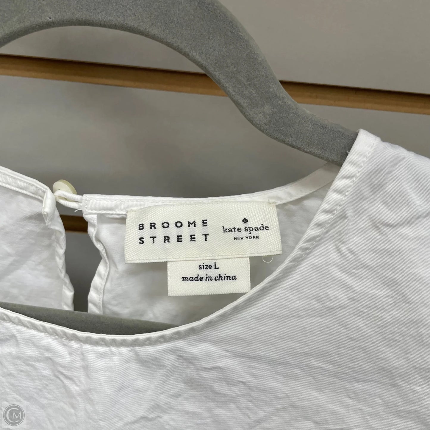 Top Short Sleeve Designer By Kate Spade In White, Size: L