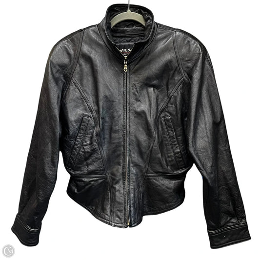 Jacket Leather By Wilsons Leather In Black, Size: S