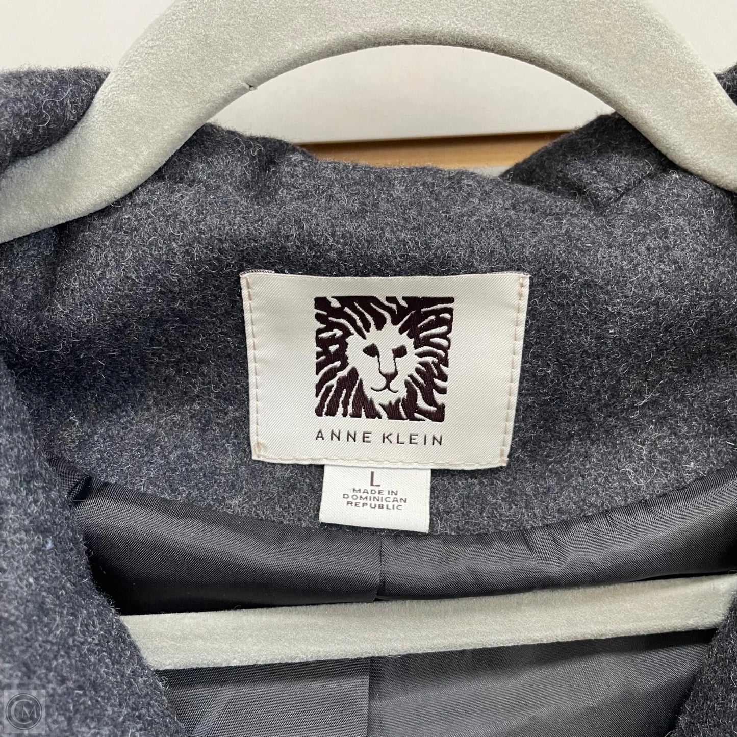 Coat Wool By Anne Klein In Grey, Size: L