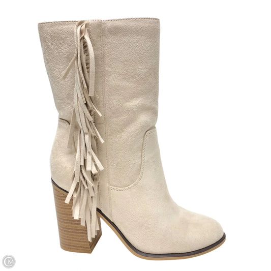 Boots Ankle Heels By Soda In Cream, Size: 8