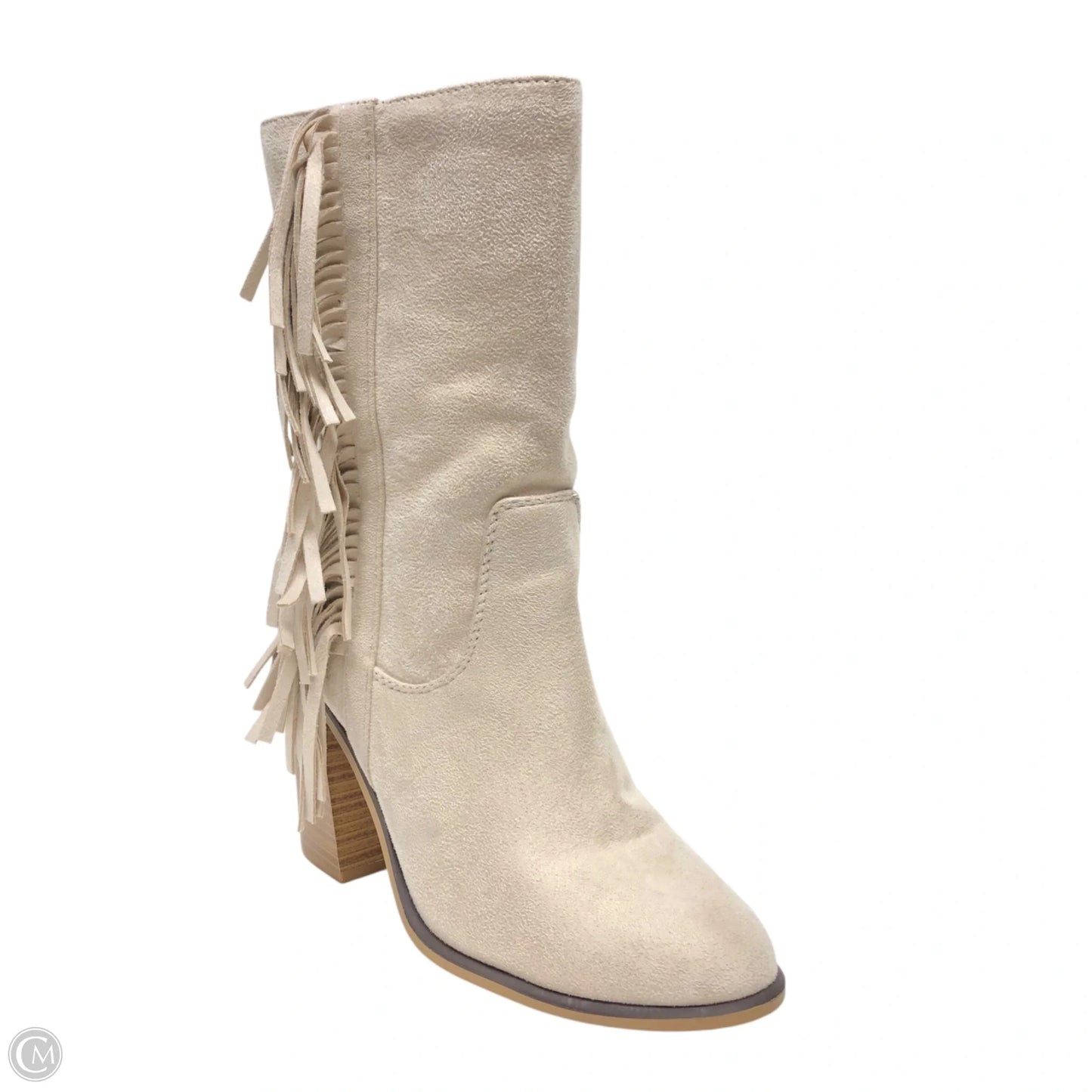 Boots Ankle Heels By Soda In Cream, Size: 8