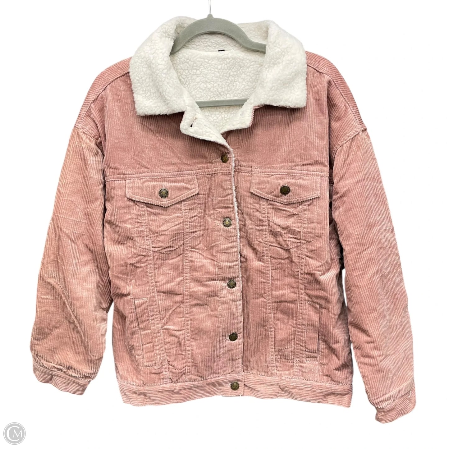 Jacket Shirt By Clothes Mentor In Pink, Size: M
