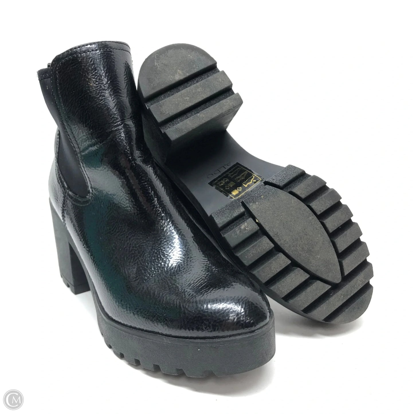 Boots Ankle Heels By Aldo In Black, Size: 6.5