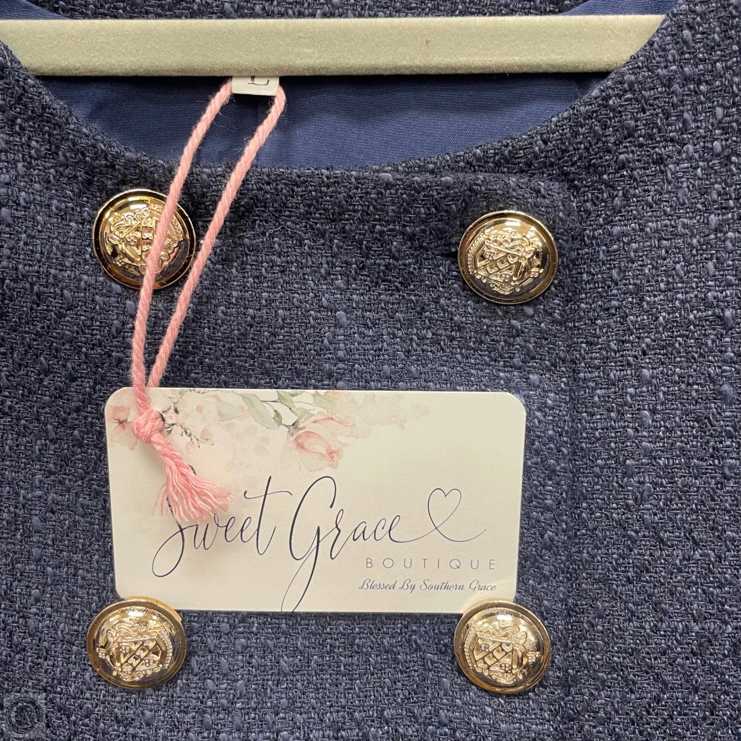 Blazer By Clothes Mentor In Navy, Size: L