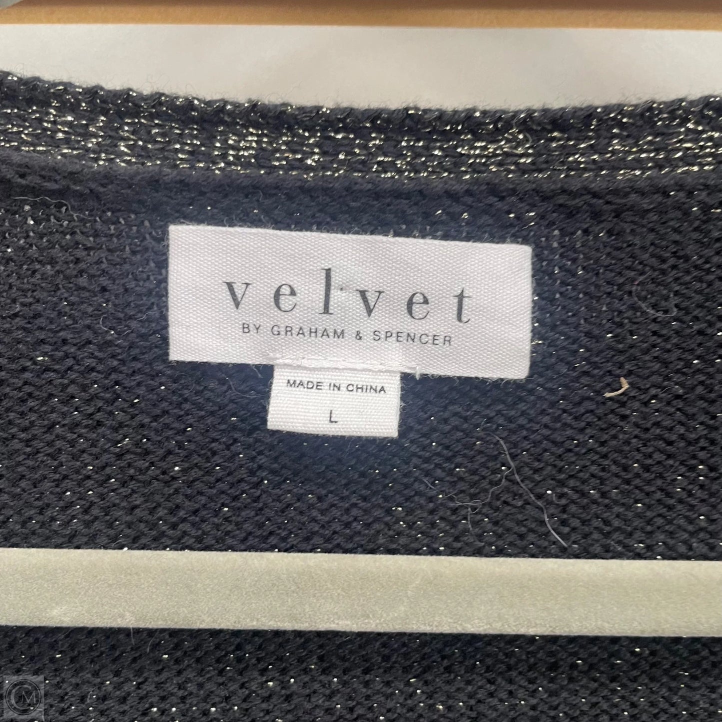 Cardigan By Velvet By Graham & Spencer In Black & Gold, Size: L