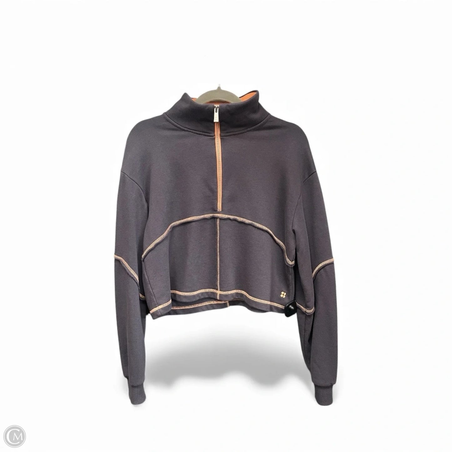 Athletic Sweatshirt Collar By Sweaty Betty In Grey & Orange, Size: 6