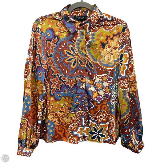 Blouse Long Sleeve By Rachel Zoe In Blue & Orange, Size: S