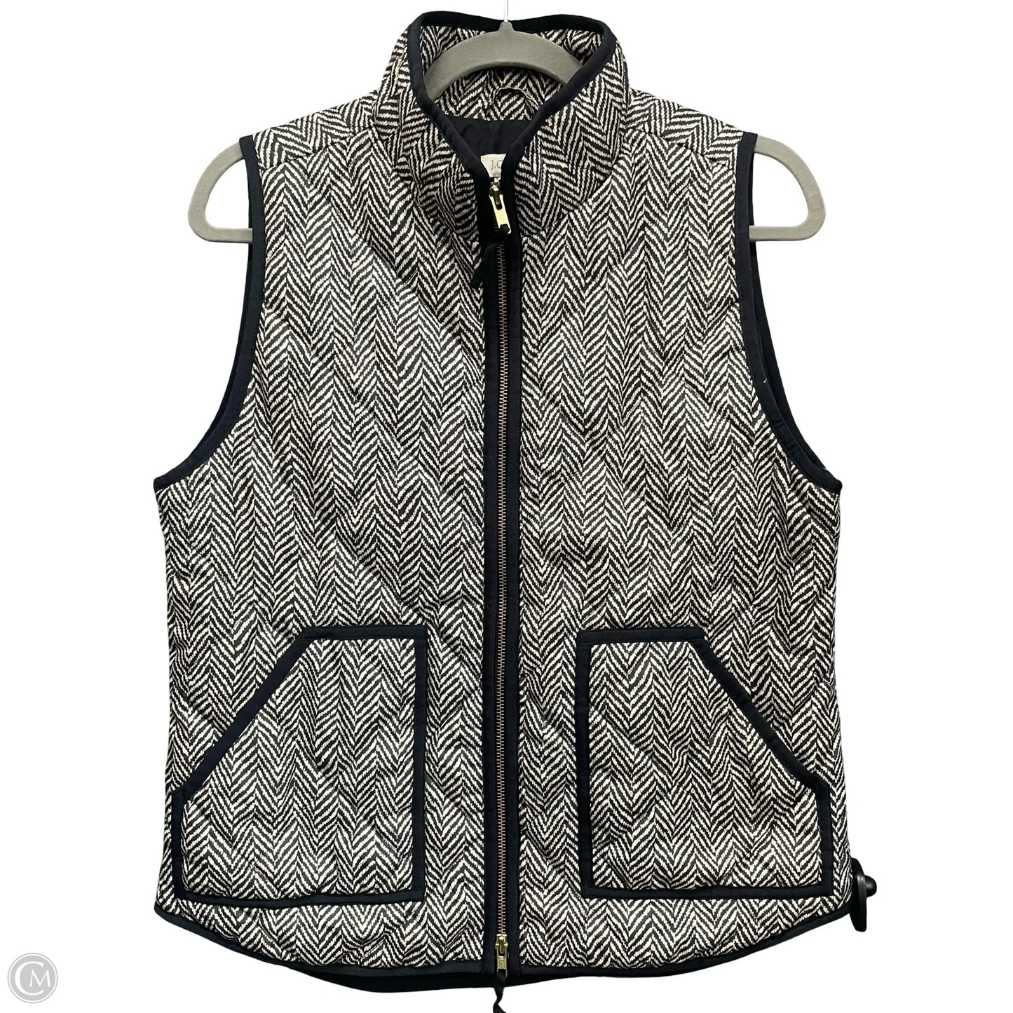 Vest Puffer & Quilted By J. Crew In Black & Cream, Size: M