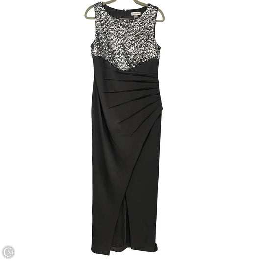 Dress Party Long By Calvin Klein In Black & Silver, Size: 6