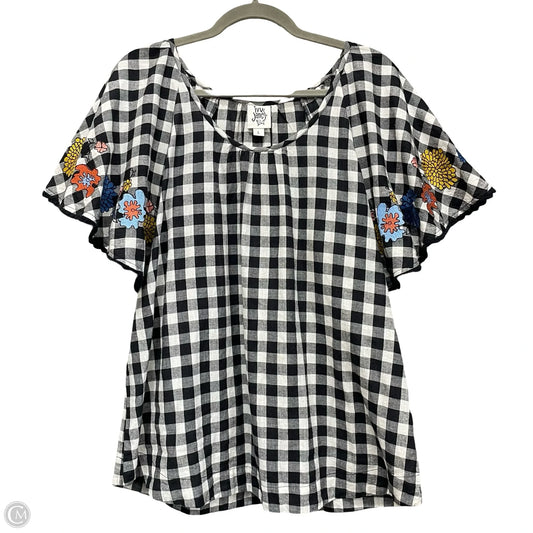 Top Short Sleeve By Ivy Jane In Black & White, Size: L