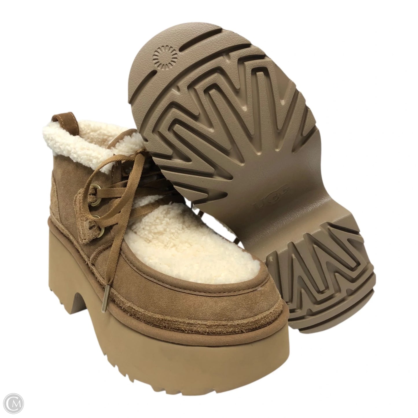 Boots Designer By Ugg In Brown & Cream, Size: 9