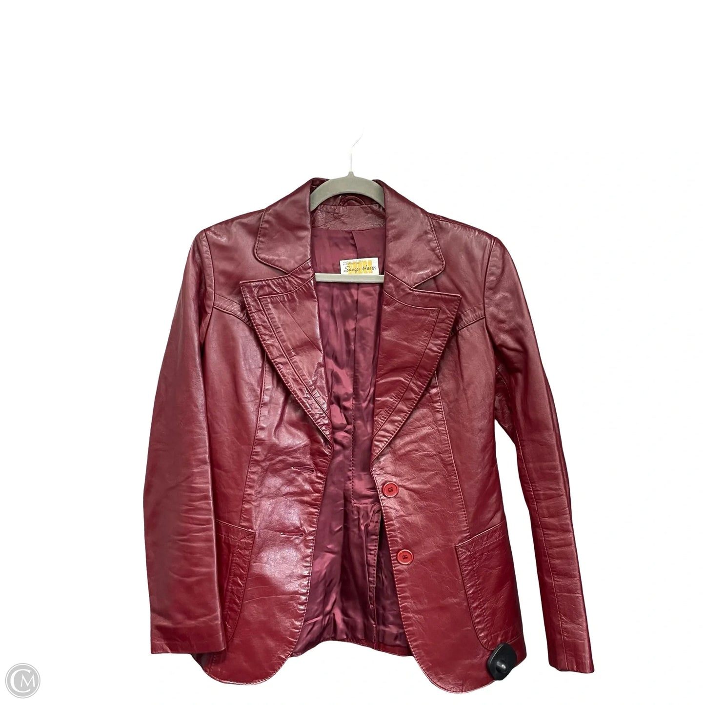 Jacket Leather By Clothes Mentor In Maroon, Size: 8