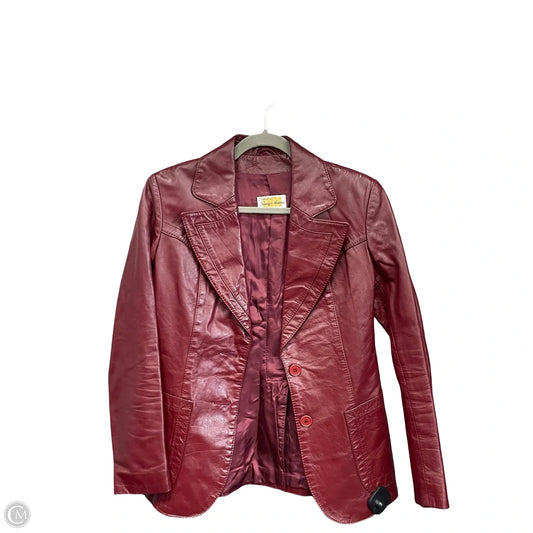 Jacket Leather By Clothes Mentor In Maroon, Size: 8